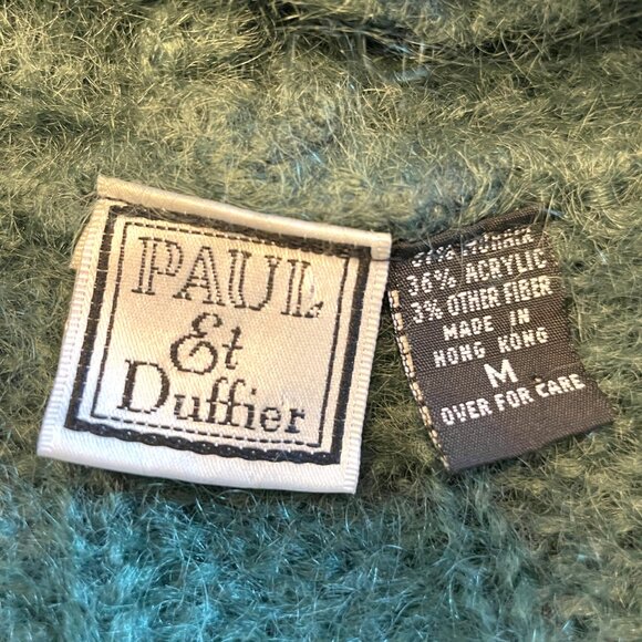 Vtg Paul Et Duffier Button Up Hooded Sweater M Mohair Blend Cropped Boxy Y2K - Picture 7 of 9